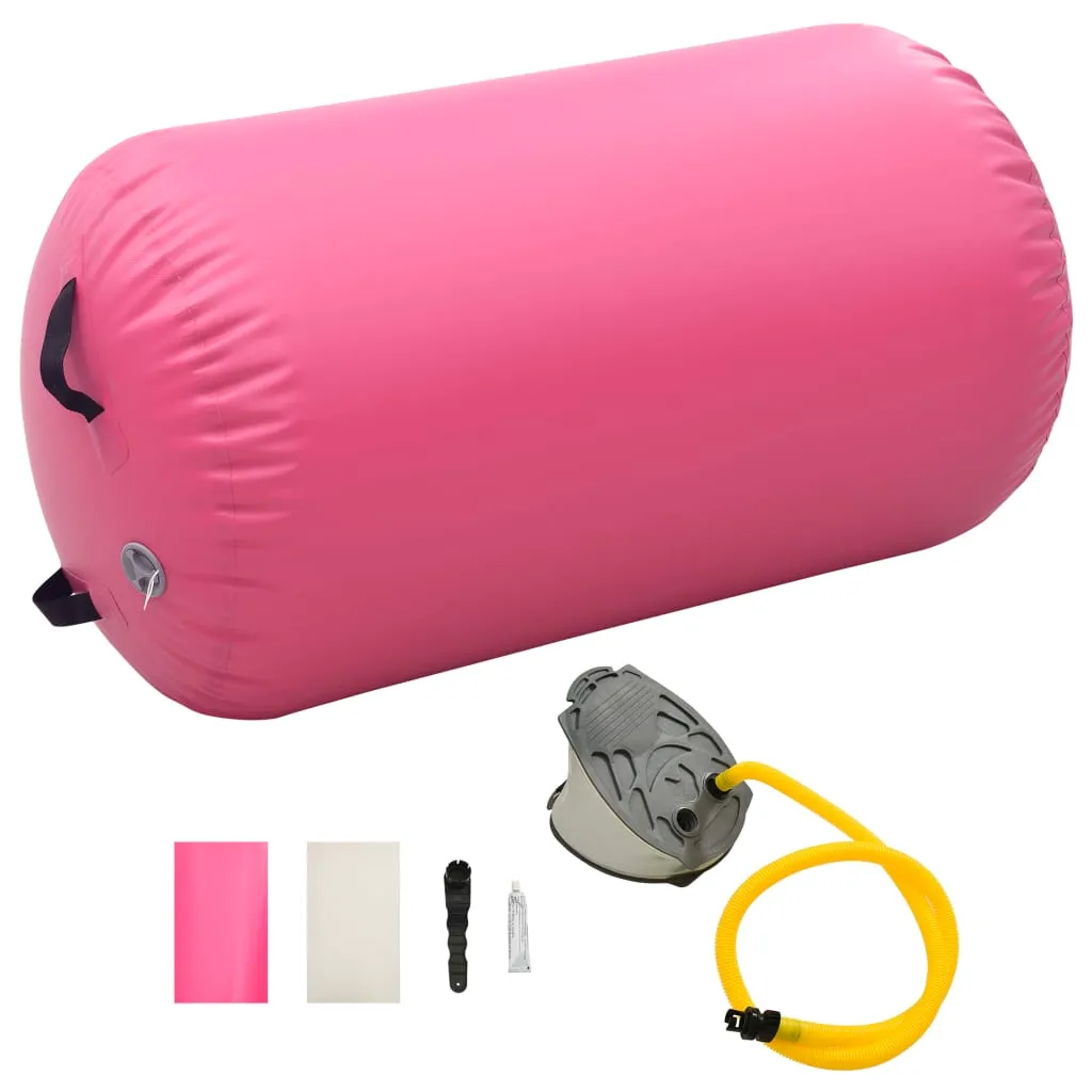 vidaXL Rullo da Ginnastica Gonfiabile con Pompa 100x60 cm in PVC Rosa