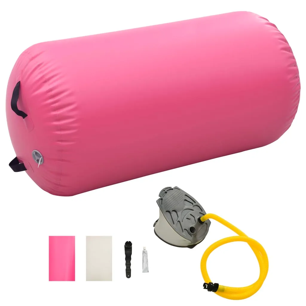 vidaXL Rotolo da Ginnastica Gonfiabile con Pompa 120x90 cm in PVC Rosa