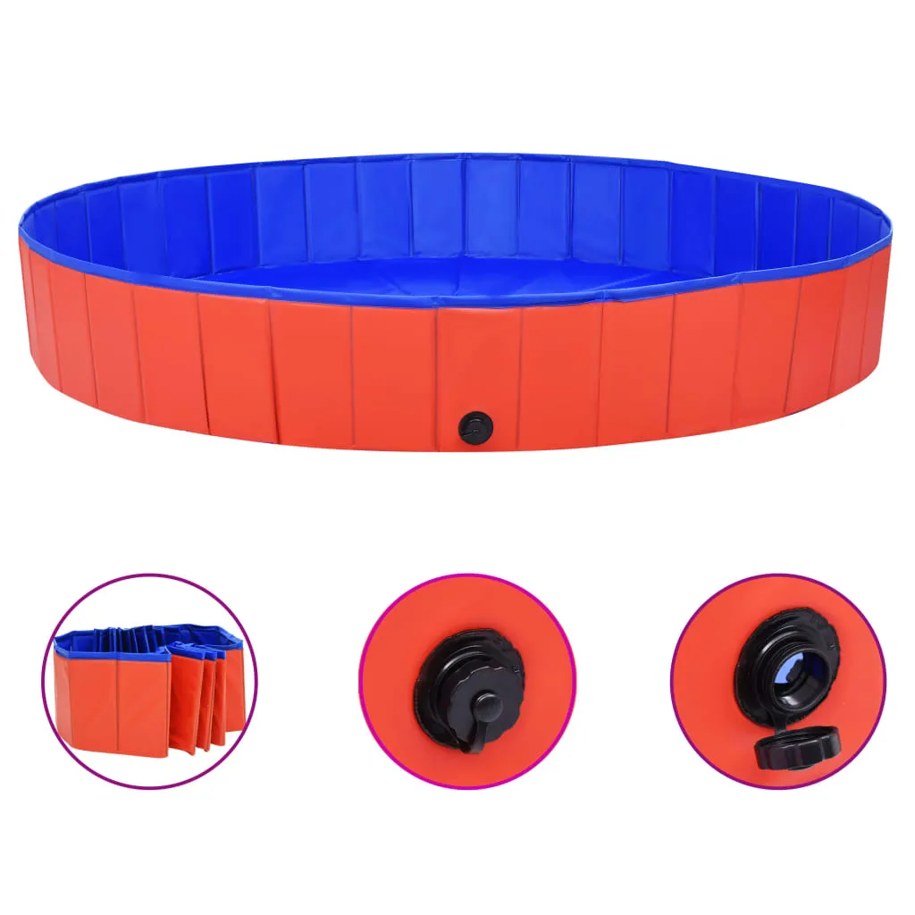 vidaXL Piscina per Cani Pieghevole Rossa 200x30 cm in PVC