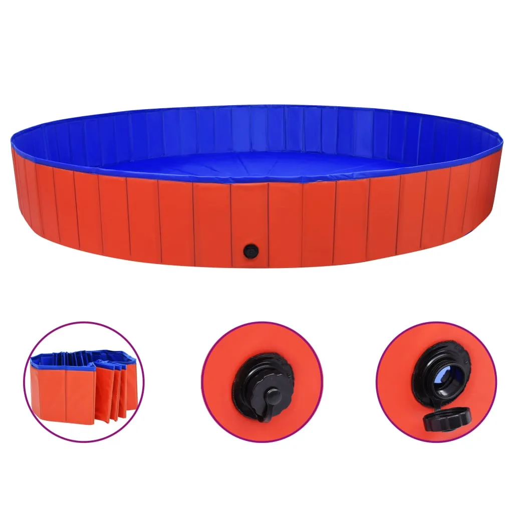 vidaXL Piscina per Cani Pieghevole Rossa 300x40 cm in PVC