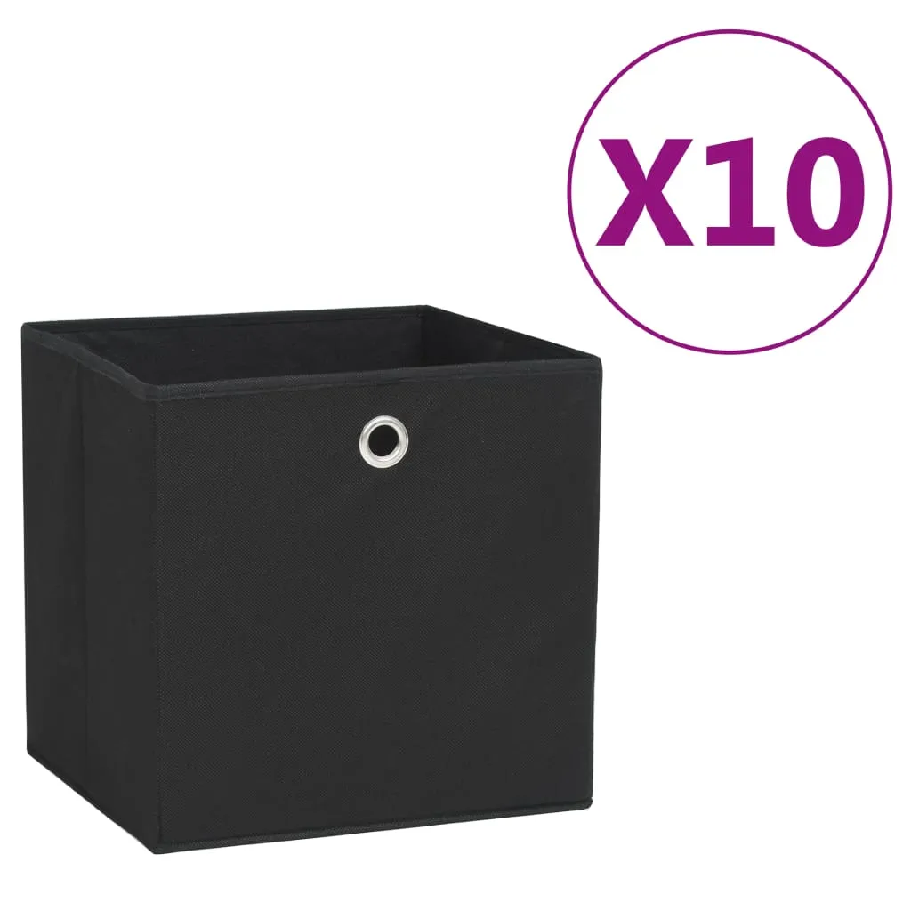 vidaXL Contenitori 10 pz in Tessuto non Tessuto 28x28x28 cm Nero