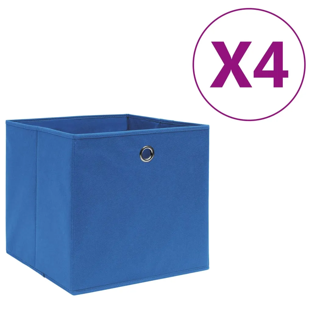 vidaXL Contenitori 4 pz in Tessuto non Tessuto 28x28x28 cm Blu