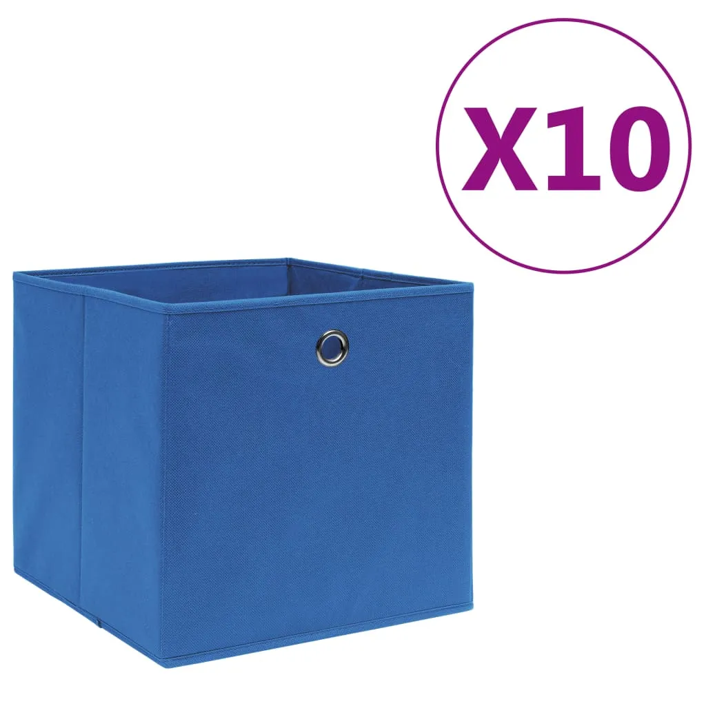 vidaXL Contenitori 10 pz in Tessuto non Tessuto 28x28x28 cm Blu