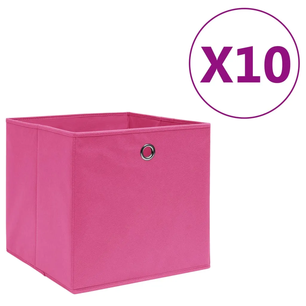 vidaXL Contenitori 10 pz in Tessuto non Tessuto 28x28x28 cm Rosa