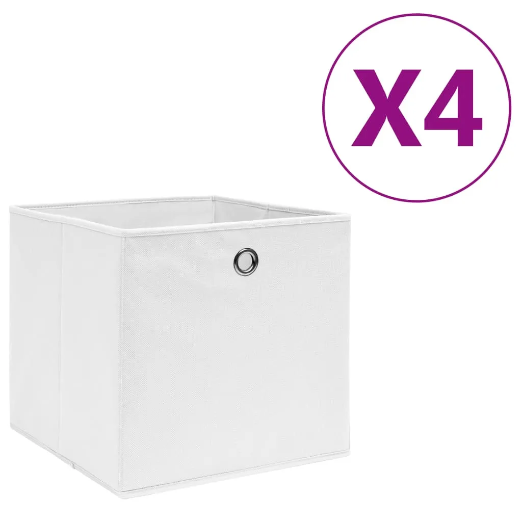 vidaXL Contenitori 4 pz in Tessuto non Tessuto 28x28x28 cm Bianco