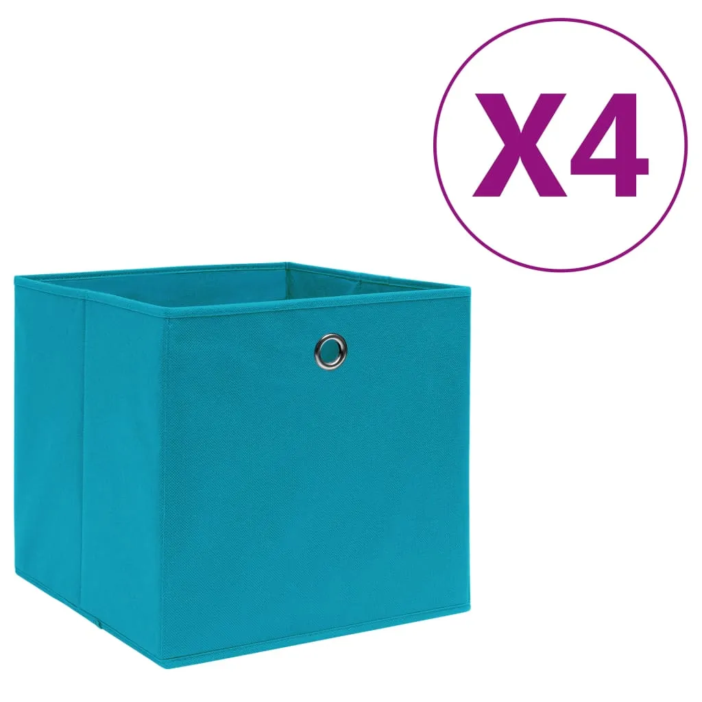 vidaXL Contenitori 4 pz in Tessuto non Tessuto 28x28x28 cm Azzurro