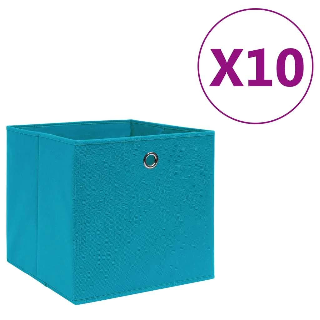 vidaXL Contenitori 10 pz in Tessuto non Tessuto 28x28x28 cm Azzurro