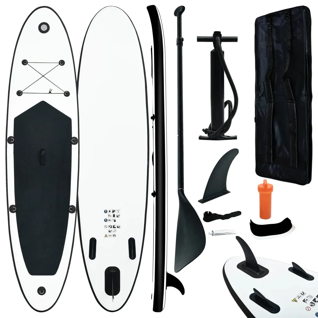 vidaXL Set Tavola Gonfiabile da SUP Nero e Bianco