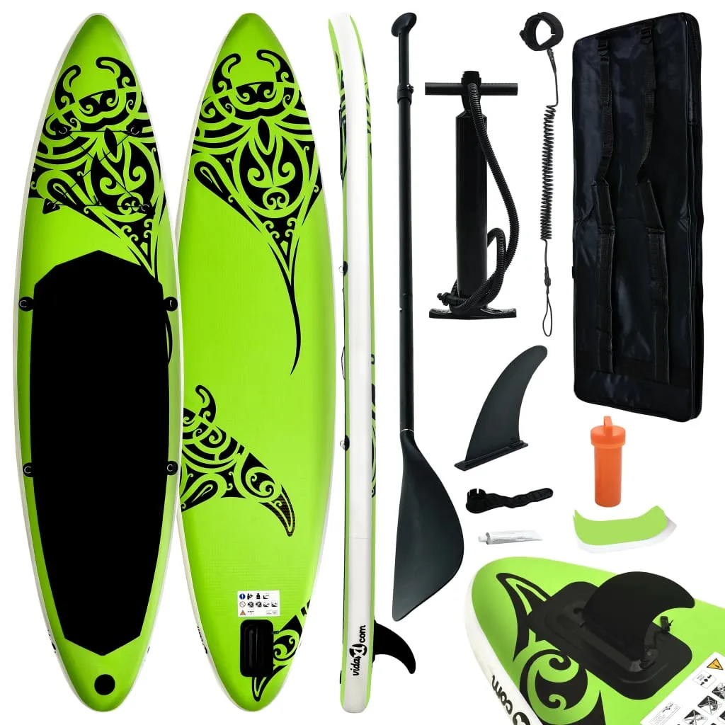 vidaXL Set Tavola Gonfiabile da SUP 320x76x15 cm Verde