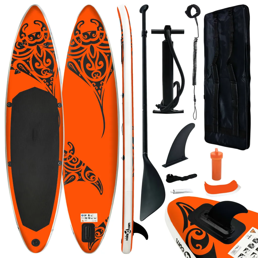 vidaXL Set Tavola Gonfiabile da SUP 366x76x15 cm Arancione