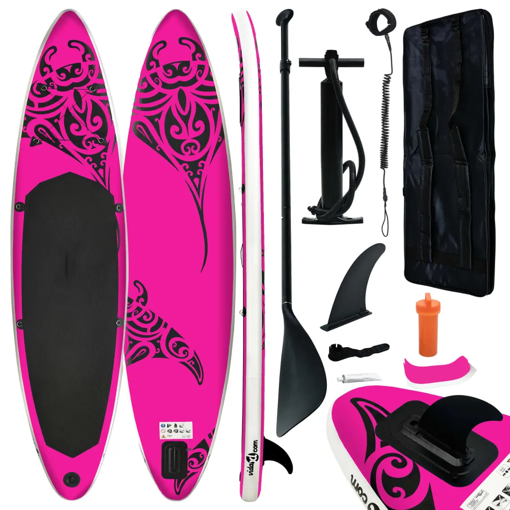 vidaXL Set Tavola Gonfiabile da SUP 320x76x15 cm Rosa