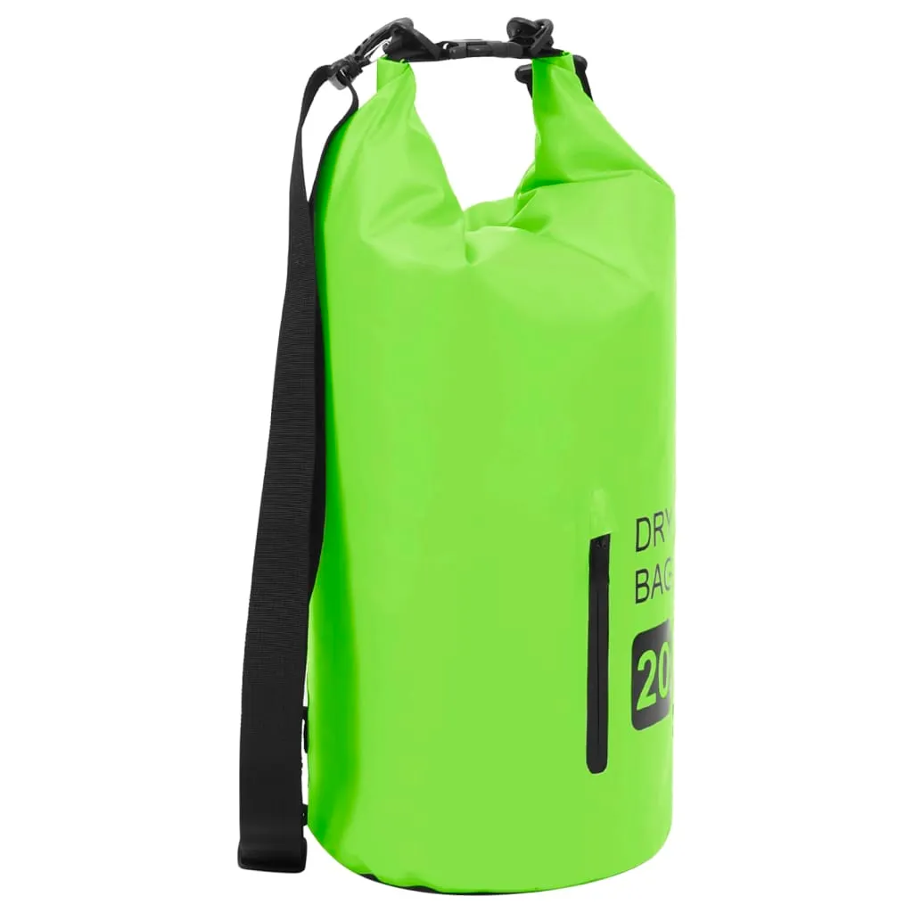 vidaXL Borsa Impermeabile con Cerniera Verde 20 L in PVC