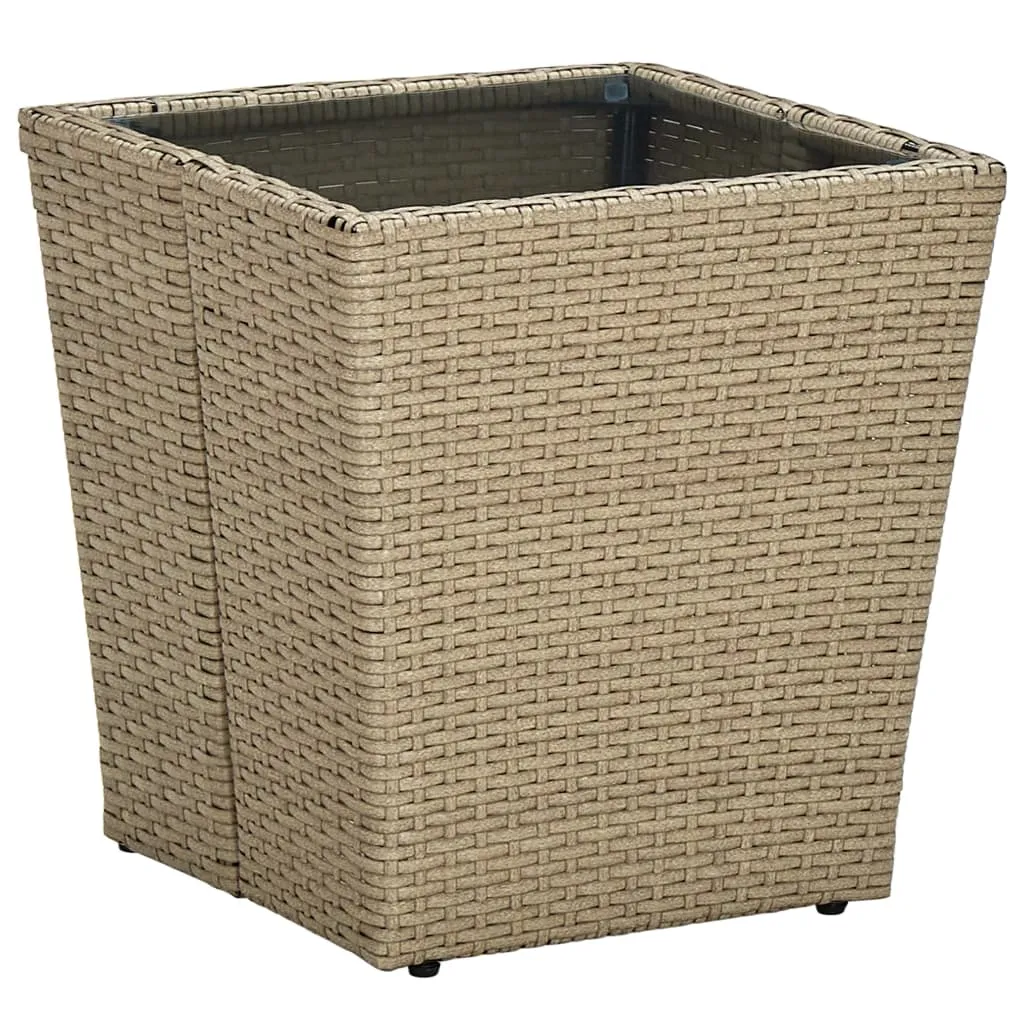 vidaXL Tavolino Beige 41,5x41,5x44 cm in Polyrattan e Vetro Temperato