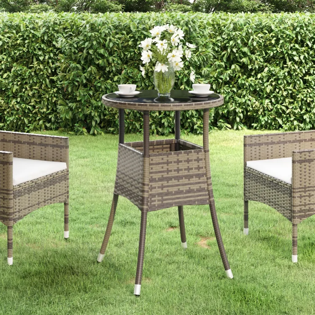 vidaXL Tavolo Giardino Ø60x75 cm Vetro Temperato e Polyrattan Grigio