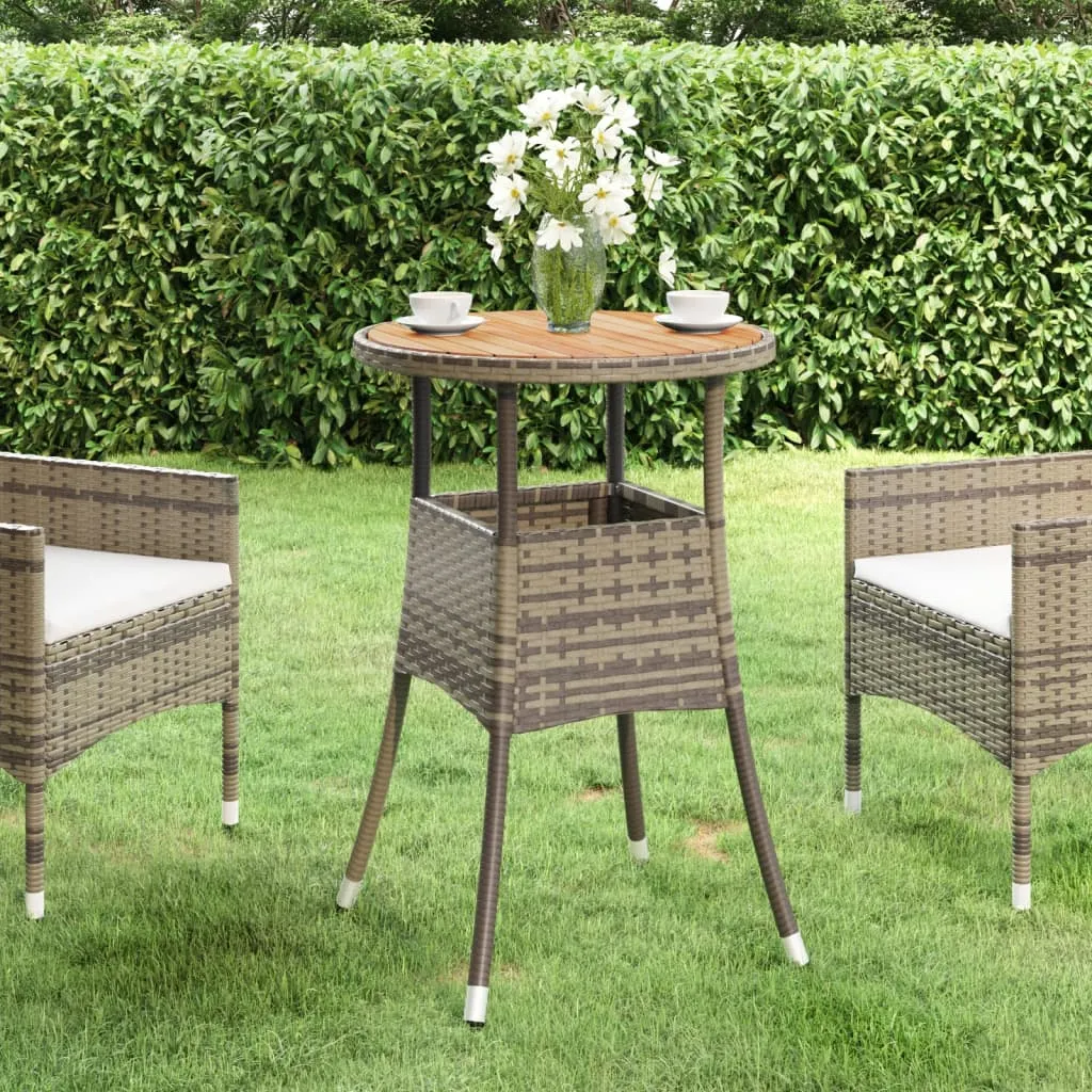 vidaXL Tavolo da Giardino Ø60x75cm Massello Acacia e Polyrattan Grigio