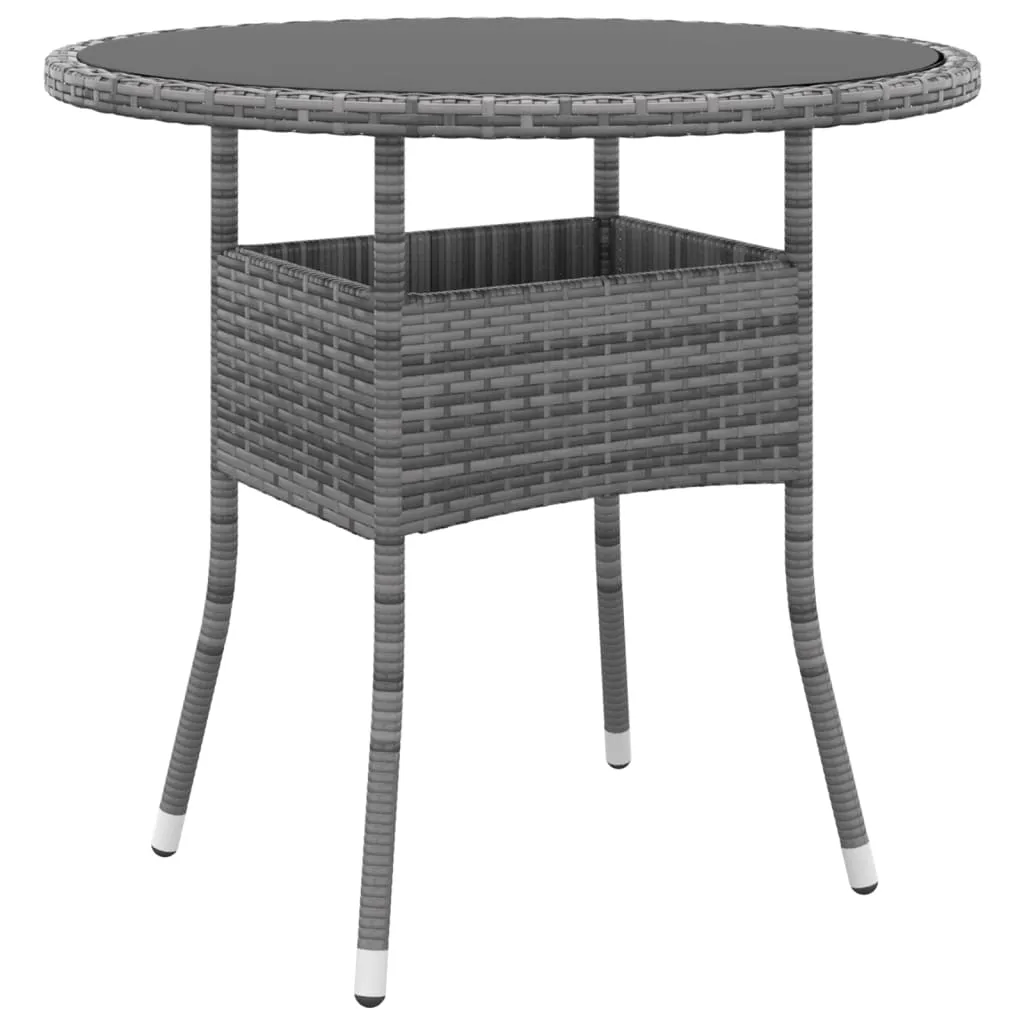 vidaXL Tavolo da Giardino Ø80x75cm Vetro Temperato e Polyrattan Grigio