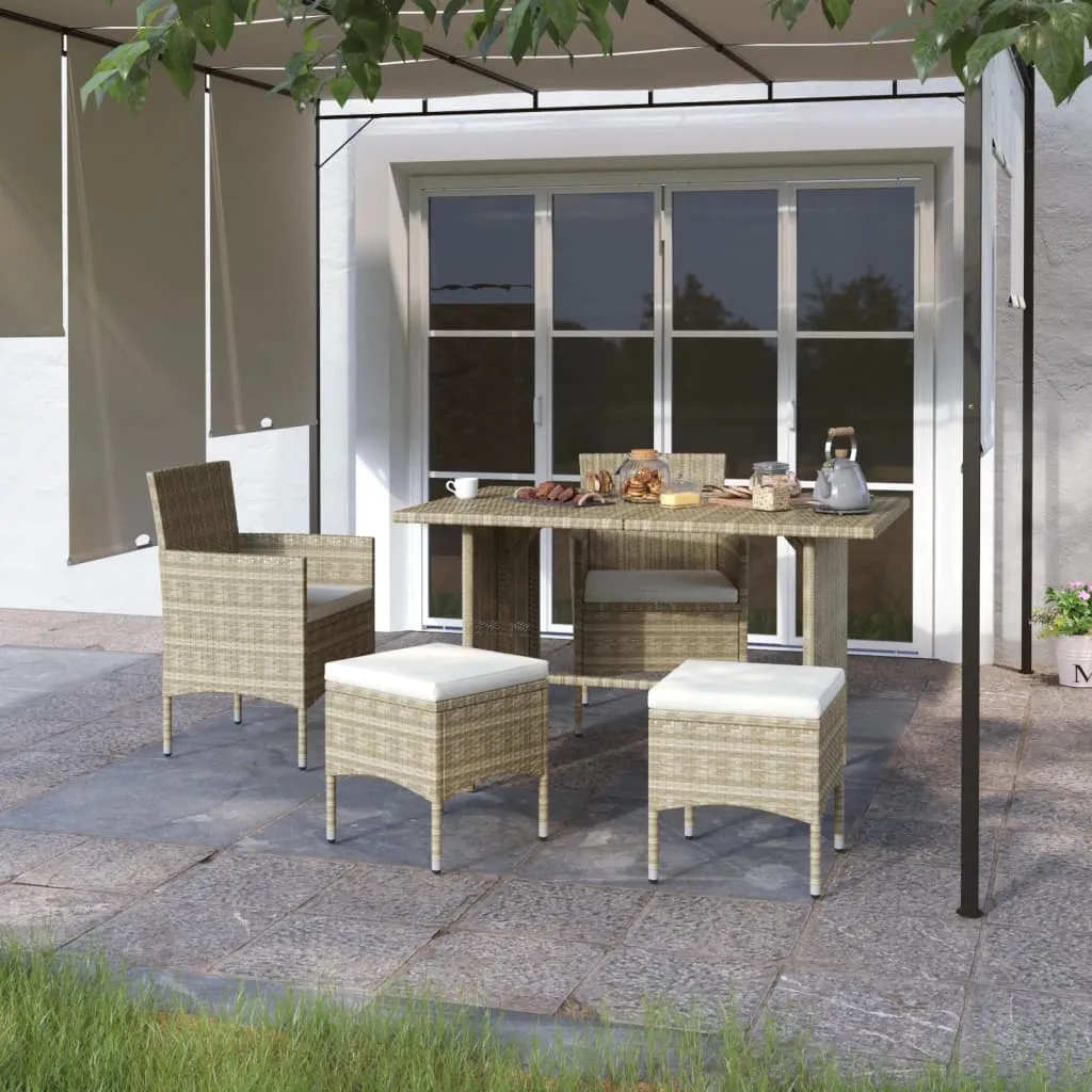 vidaXL Set Sedie da Giardino con Poggiapiedi 4 pz in Polyrattan Beige