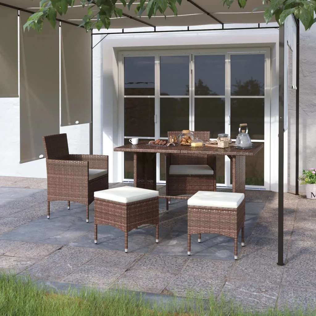 vidaXL Set Sedie da Giardino e Poggiapiedi 4 pz in Polyrattan Marrone