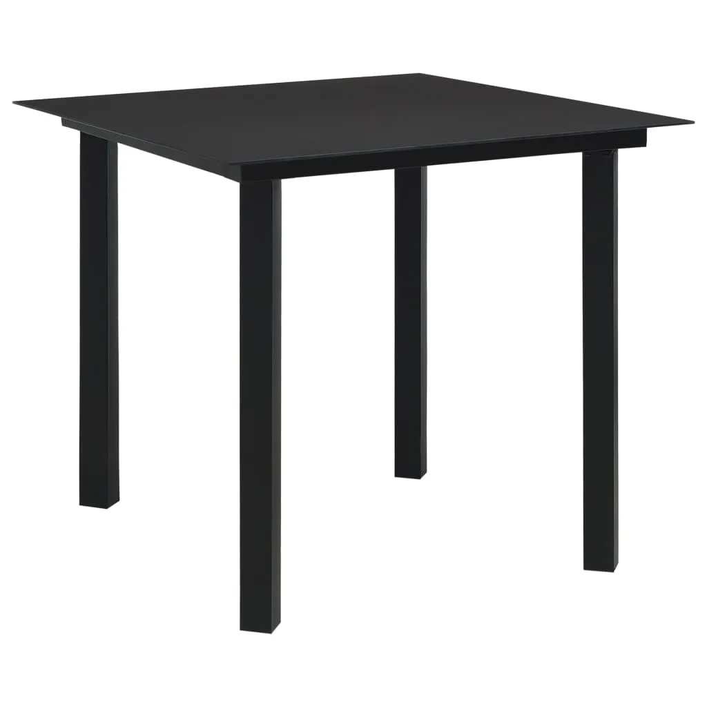 vidaXL Tavolo da Giardino Nero 80x80x74 cm in Acciaio e Vetro