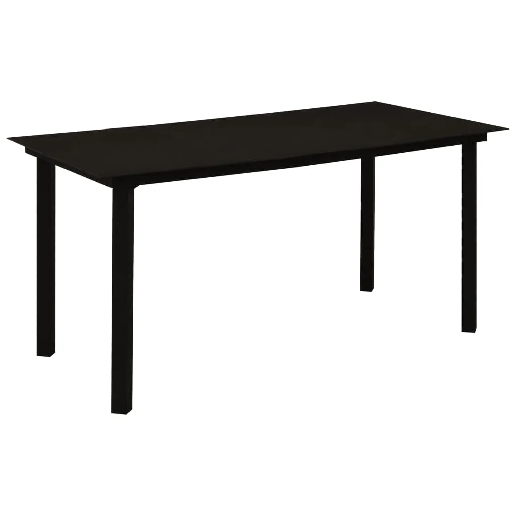 vidaXL Tavolo da Giardino Nero 150x80x74 cm in Acciaio e Vetro