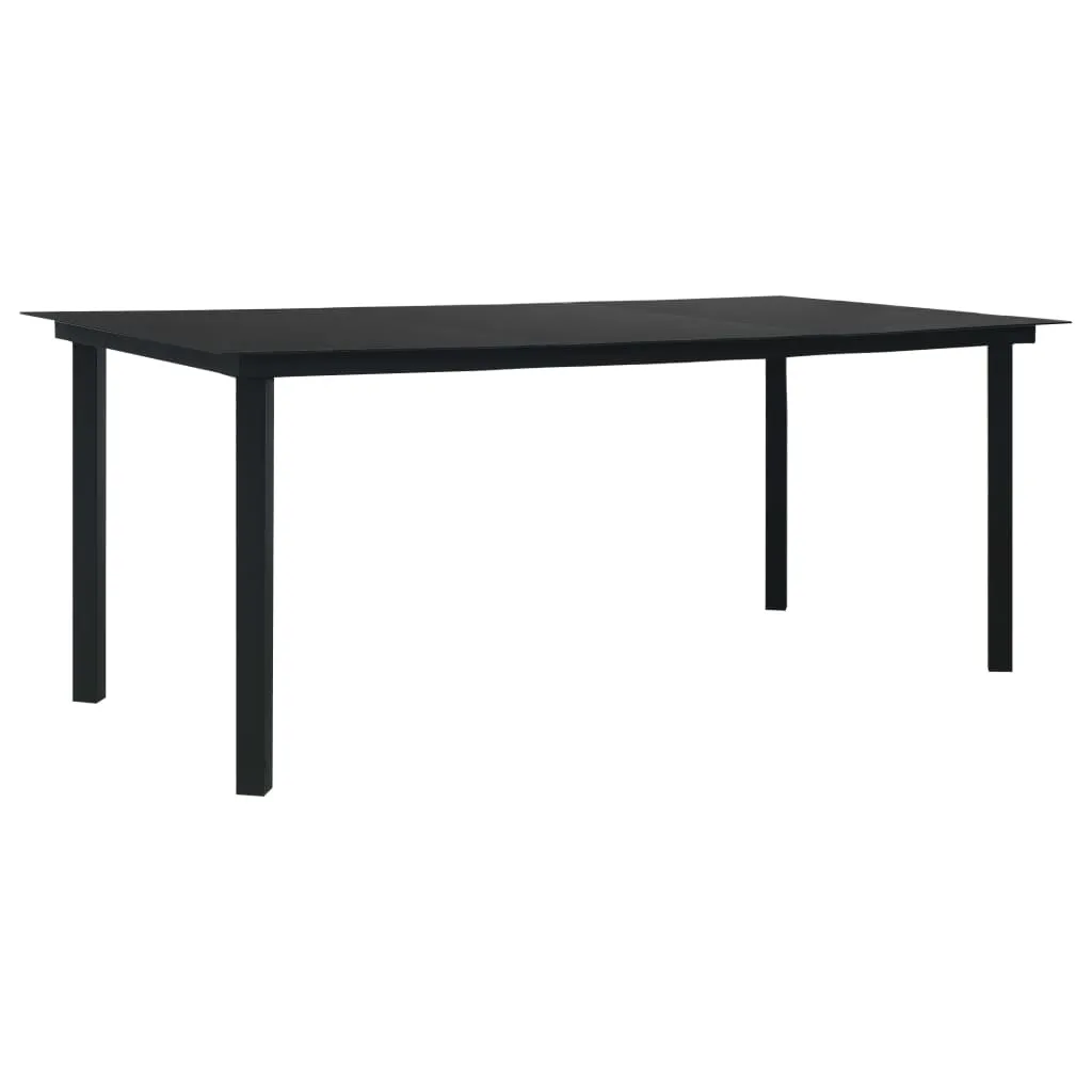 vidaXL Tavolo da Giardino Nero 190x90x74 cm in Acciaio e Vetro