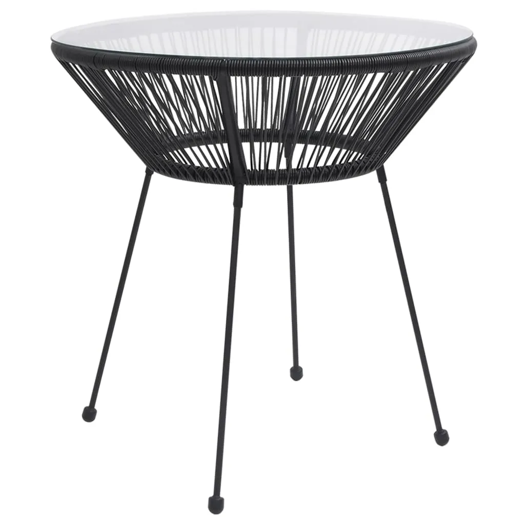 vidaXL Tavolo da Giardino Nero 70x74 cm in Rattan e Vetro