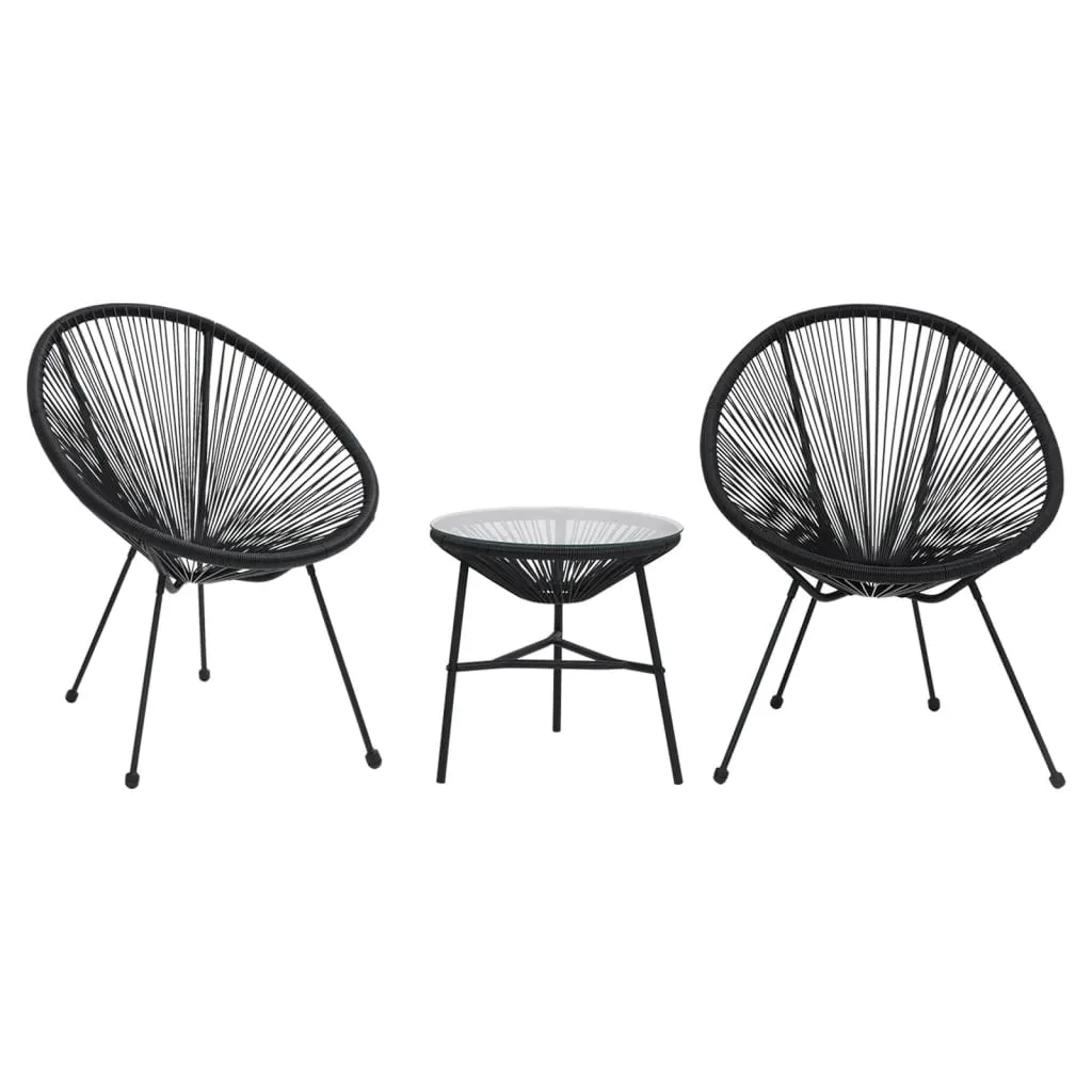 vidaXL Set da Pranzo da Giardino 3 pz in Rattan PVC Nero