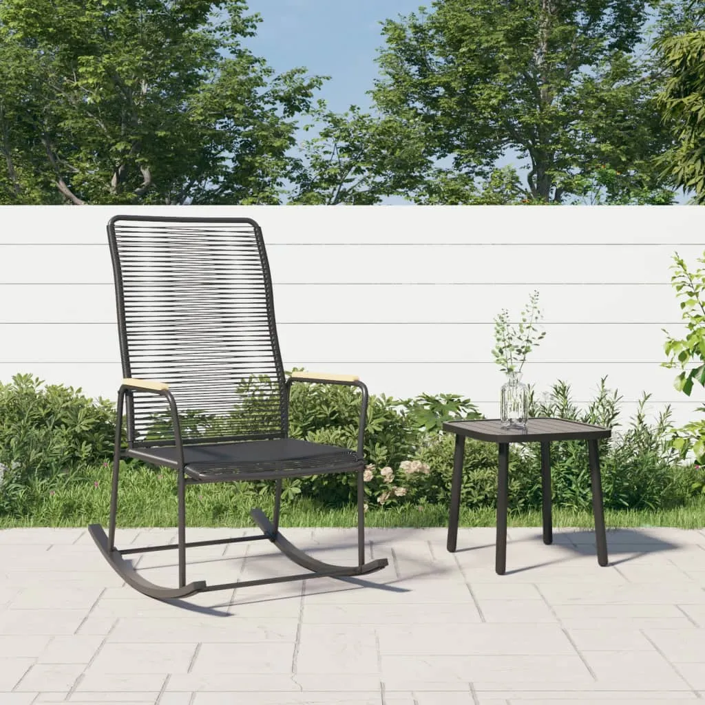 vidaXL Sedia a Dondolo da Giardino Nera 59x79,5x104 cm Rattan PVC