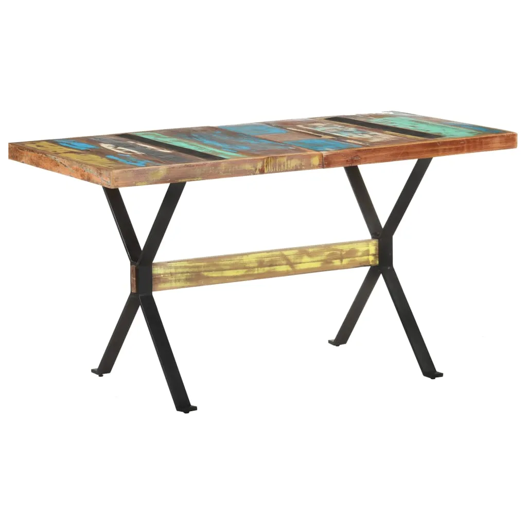 vidaXL Tavolo da Pranzo 140x70x76 cm in Legno Massello di Recupero