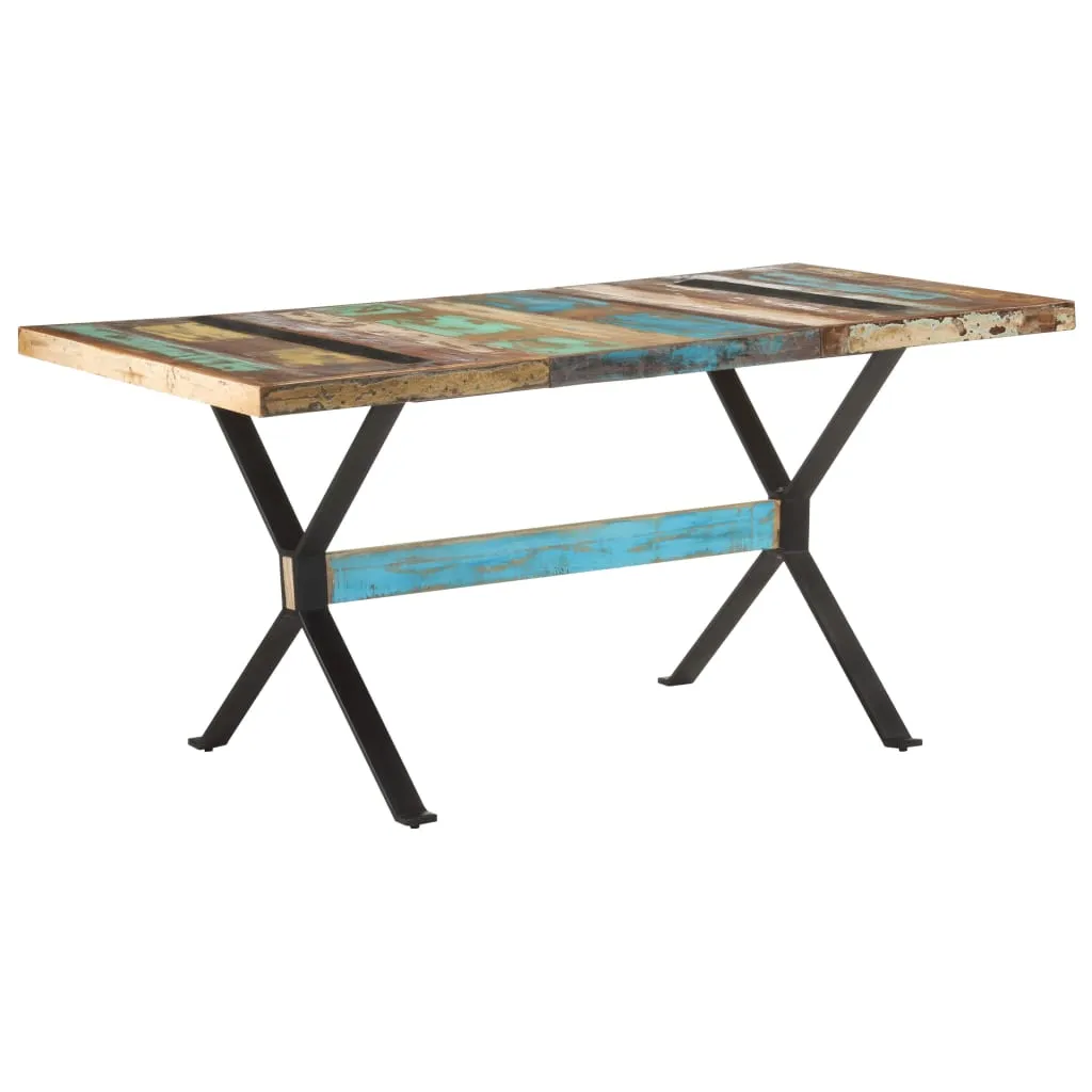 vidaXL Tavolo da Pranzo 160x80x76 cm in Legno Massello di Recupero