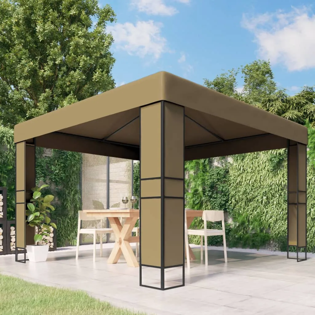 vidaXL Gazebo con Tetto Doppio 3x3x2,7 m Grigio Talpa 180 g/m²