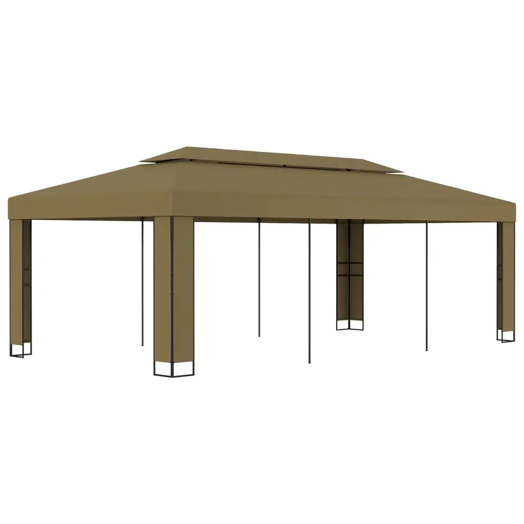 Gazebo con Tetto Doppio 3x6 m Grigio Talpa 180 g/m²