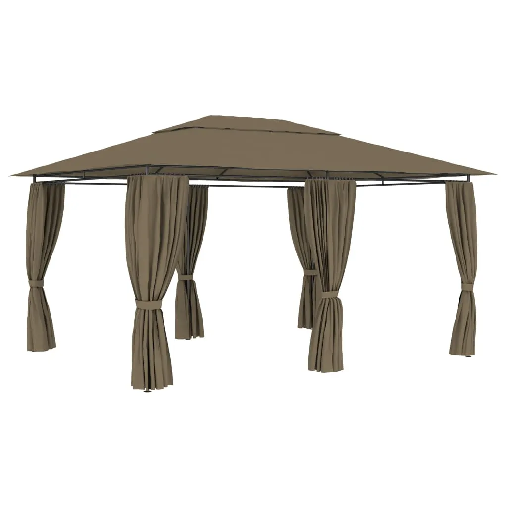 vidaXL Gazebo da Giardino con Tende 4x3 m Grigio Talpa 180 g/m²