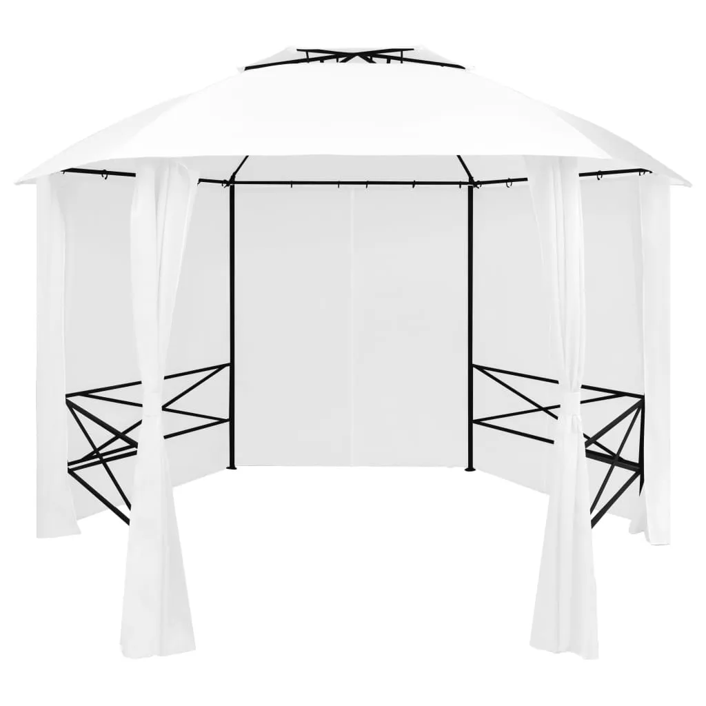 vidaXL Gazebo da Giardino con Tende 360x312x265 cm Bianco 180 g/m²