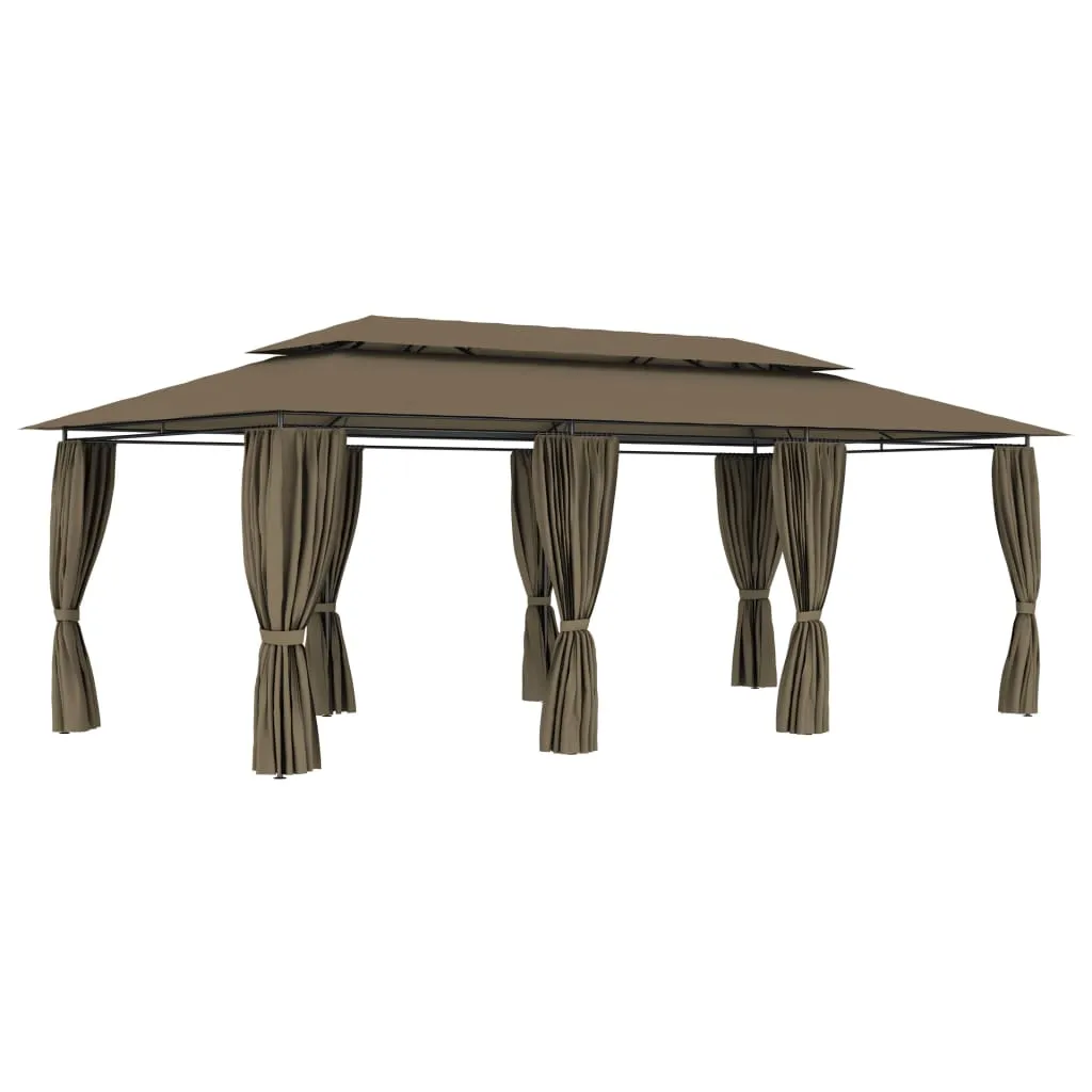 vidaXL Gazebo con Tende 600x298x270 cm Grigio Talpa 180 g/m²