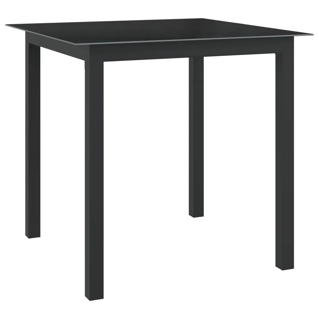 vidaXL Tavolo da Giardino Nero 80x80x74 cm in Alluminio e Vetro