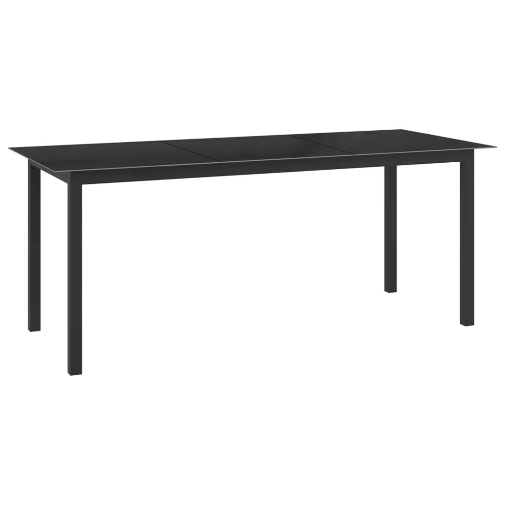 vidaXL Tavolo da Giardino Nero 190x90x74 cm in Alluminio e Vetro