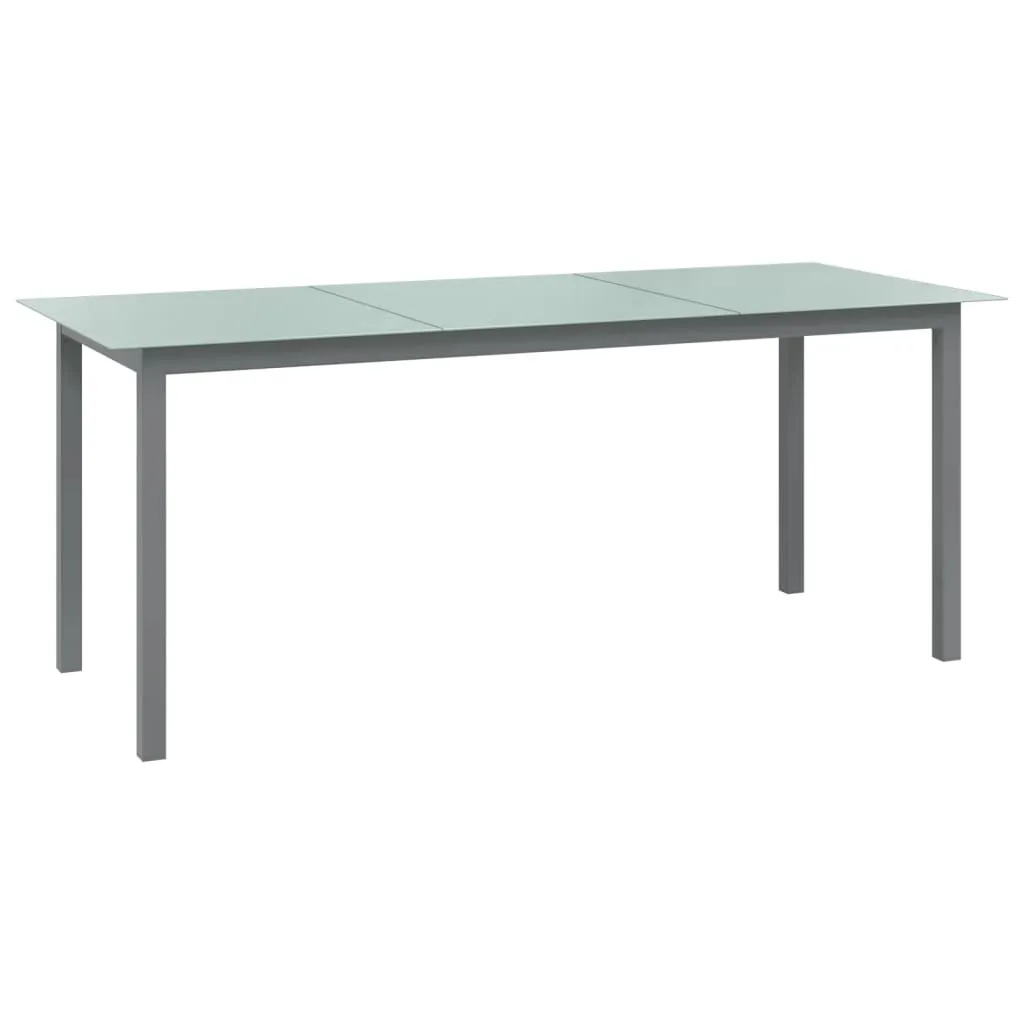 vidaXL Tavolo da Giardino Grigio Chiaro 190x90x74cm Alluminio e Vetro