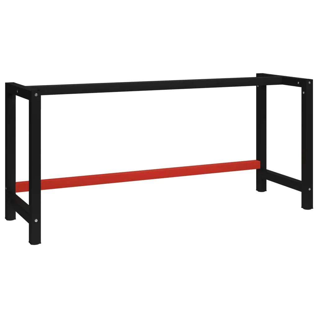 vidaXL Telaio per Banco da Lavoro in Metallo 175x57x79 cm Nero e Rosso