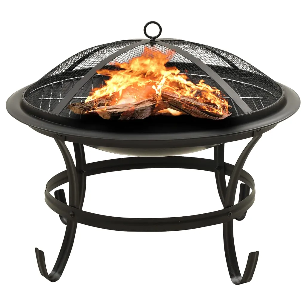 vidaXL Braciere e Barbecue 2 in 1 con Attizzatoio 56x56x49 cm Acciaio