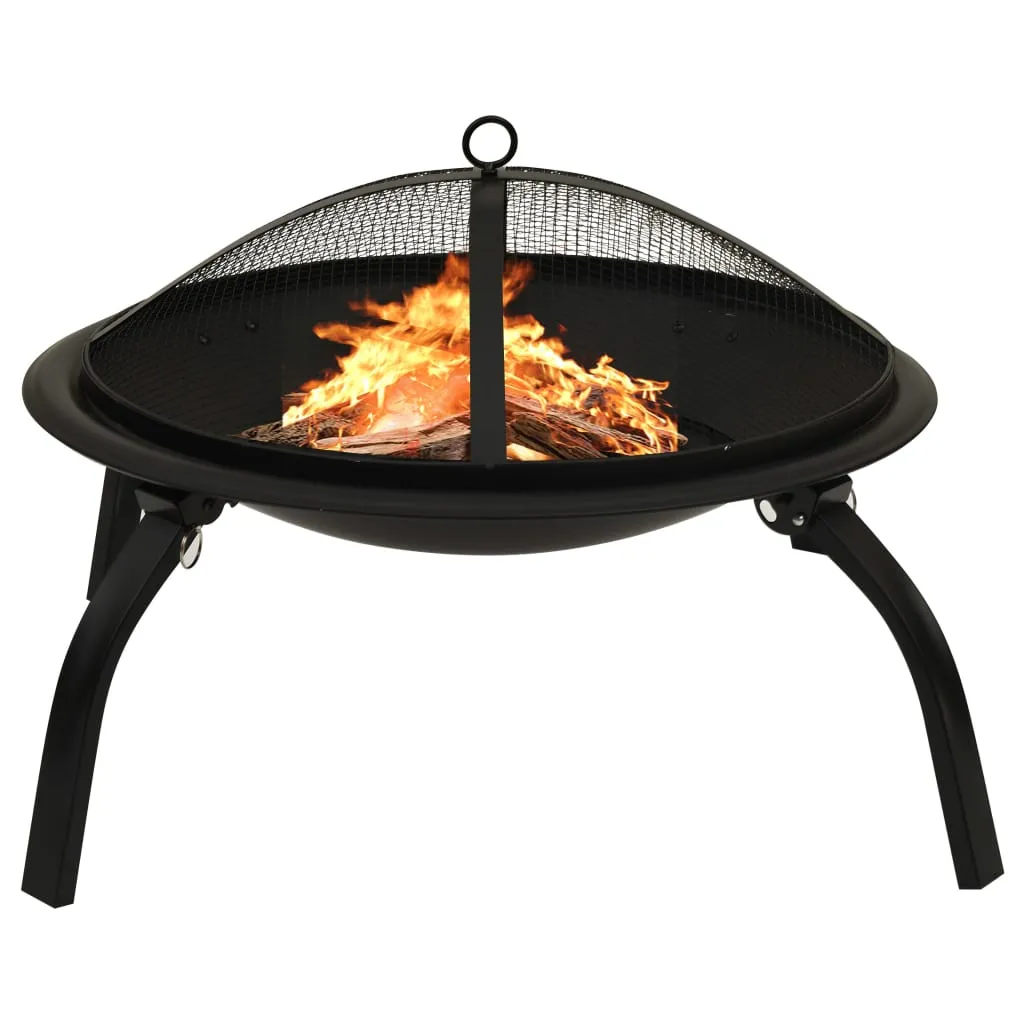 vidaXL Braciere e Barbecue 2 in 1 con Attizzatoio 56x56x49 cm Acciaio