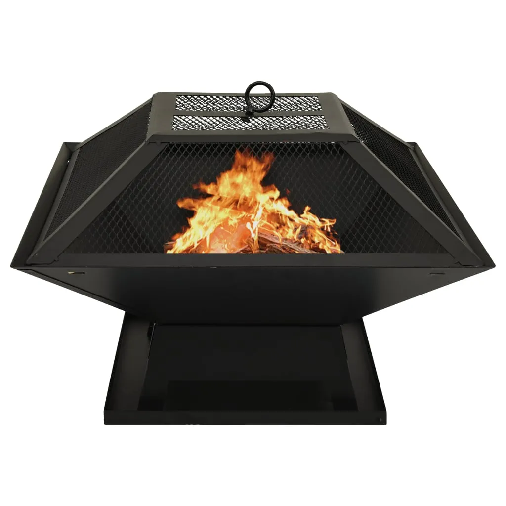 vidaXL Braciere e Barbecue 2in1 con Attizzatoio 46,5x46,5x37cm Acciaio