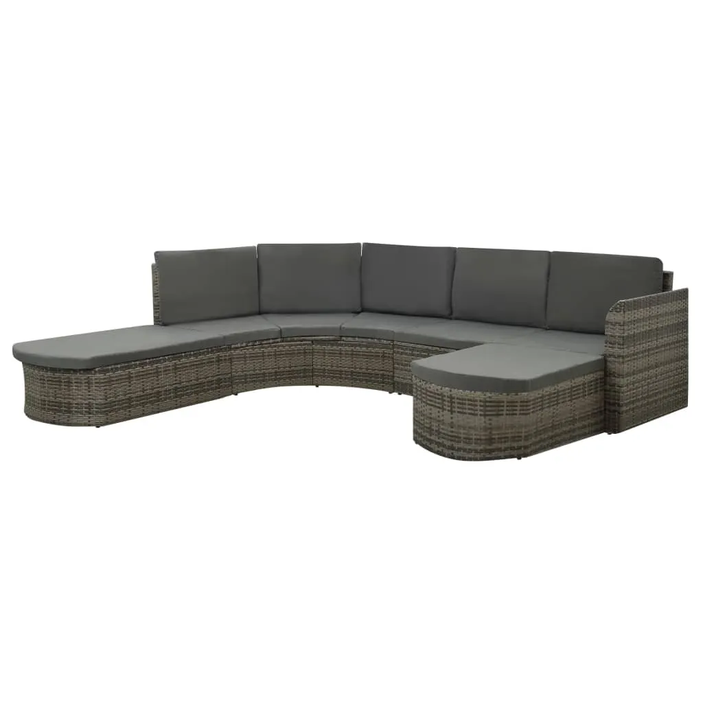 vidaXL Set Divani da Giardino 4 pz con Cuscini in Polyrattan Grigio