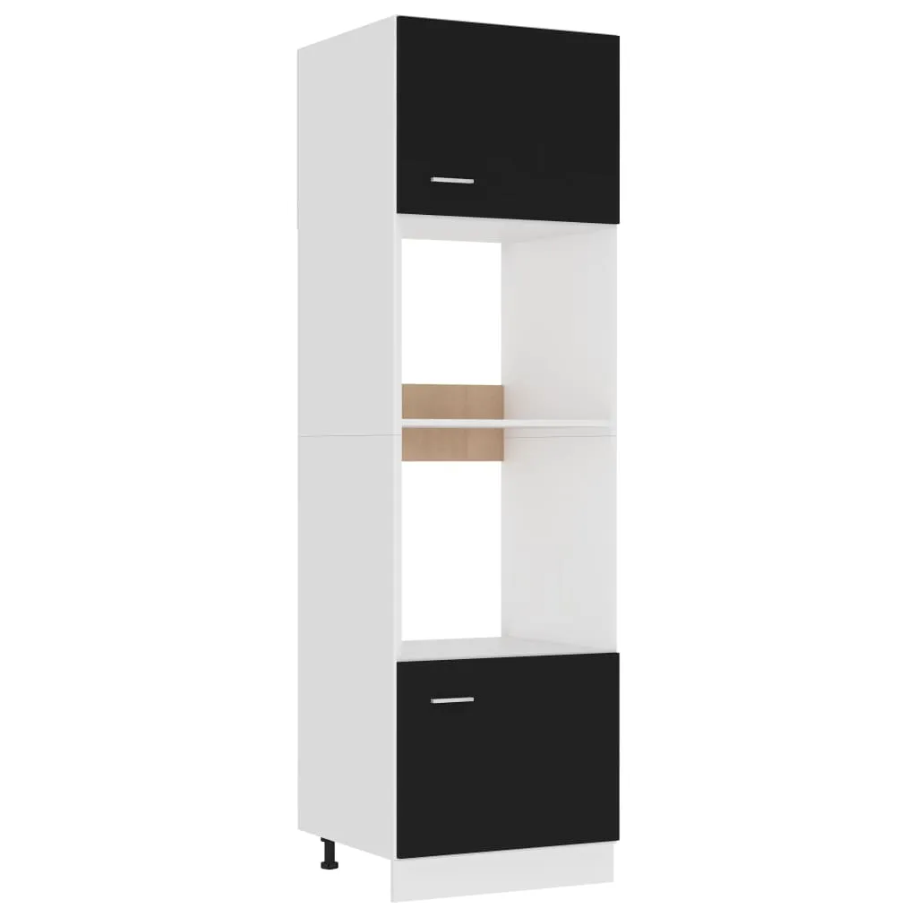 vidaXL Mobile per Microonde Nero 60x57x207 cm in Legno Multistrato