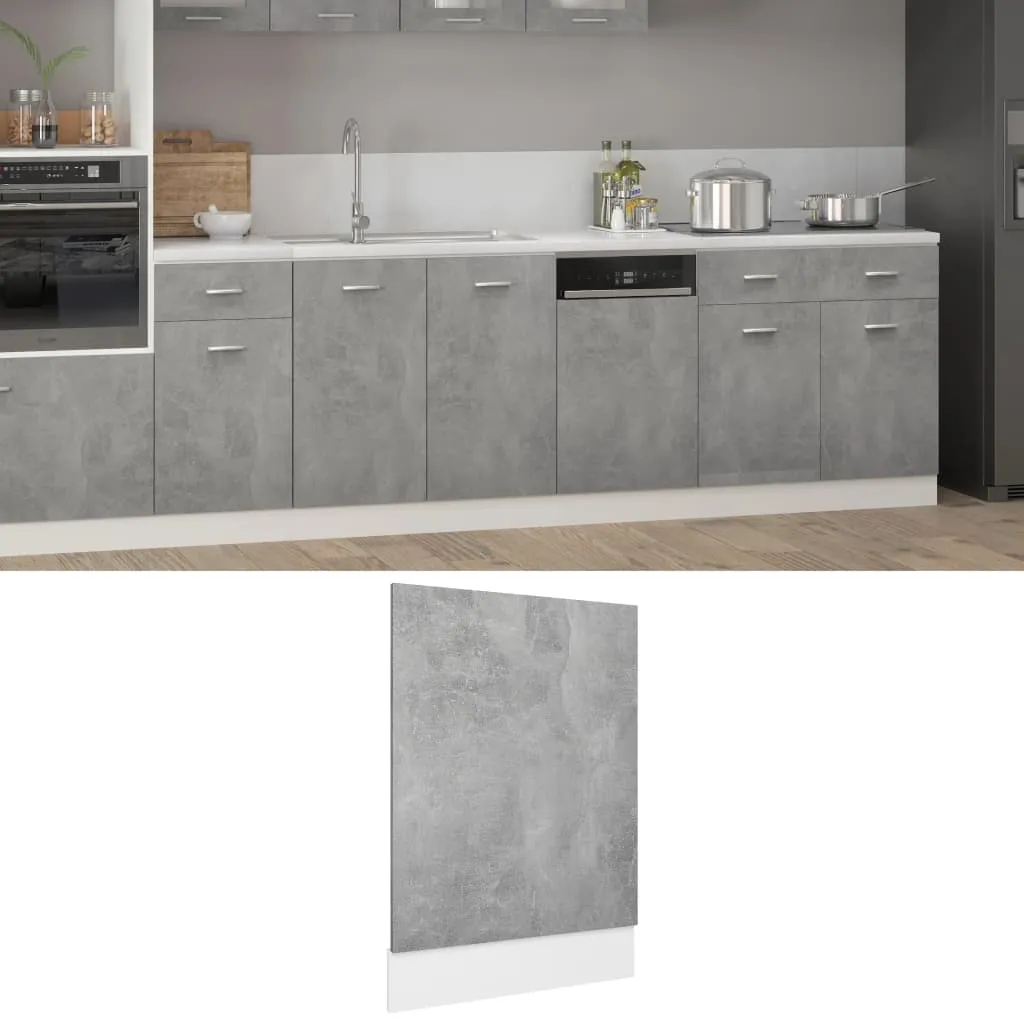 vidaXL Pannello Lavastoviglie Grigio Cemento 45x3x67 cm Multistrato