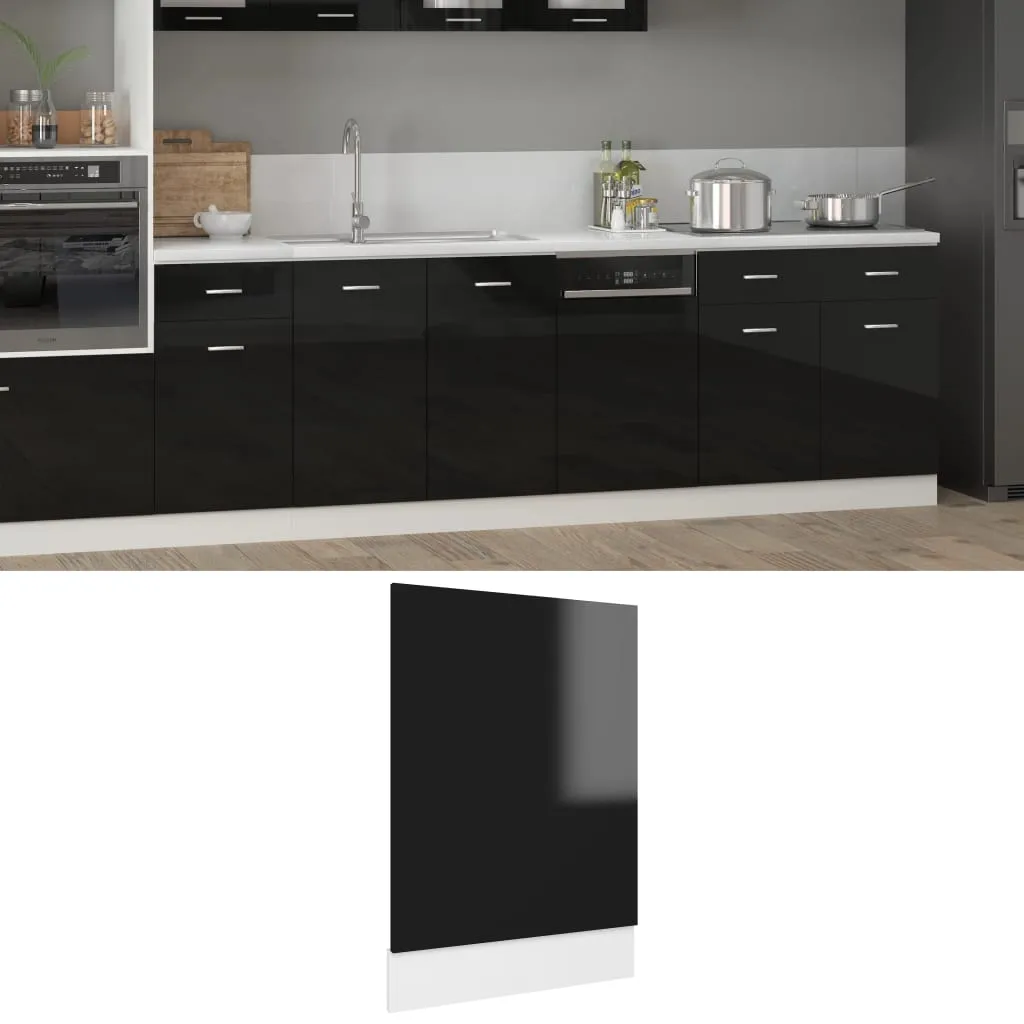 vidaXL Pannello Lavastoviglie Nero Lucido 45x3x67 cm Legno Multistrato