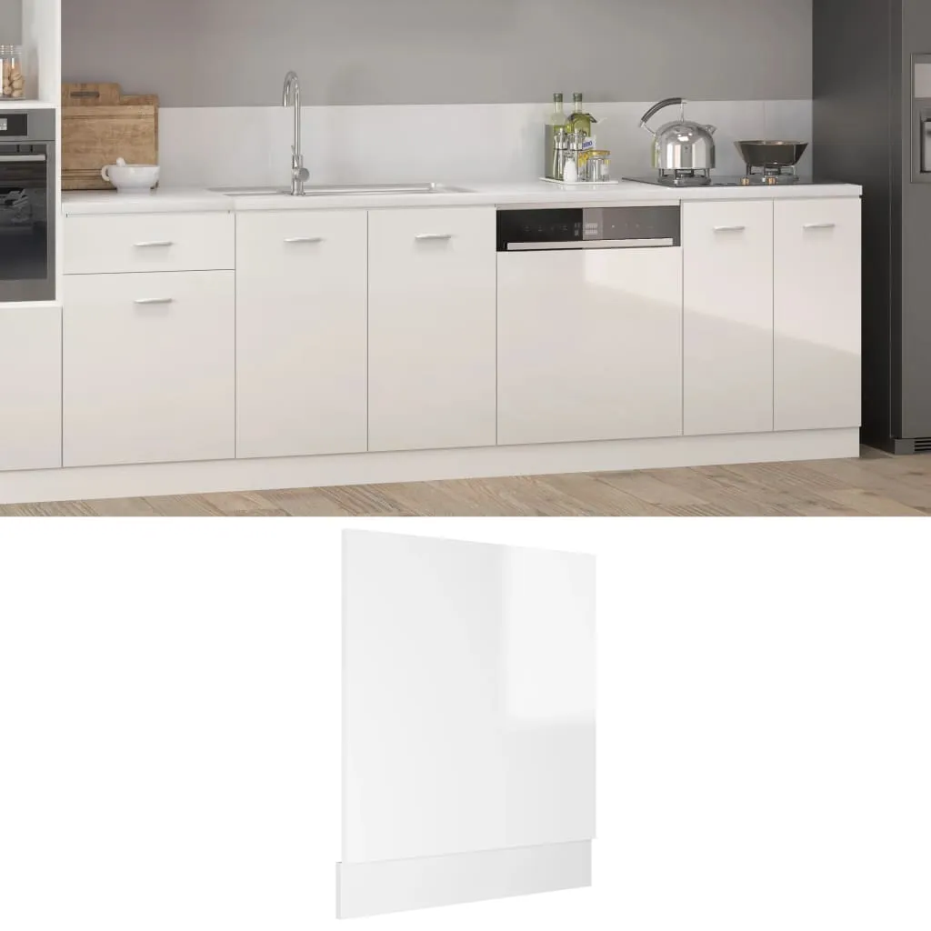 vidaXL Pannello Lavastoviglie Bianco Lucido 59,5x3x67 cm Multistrato