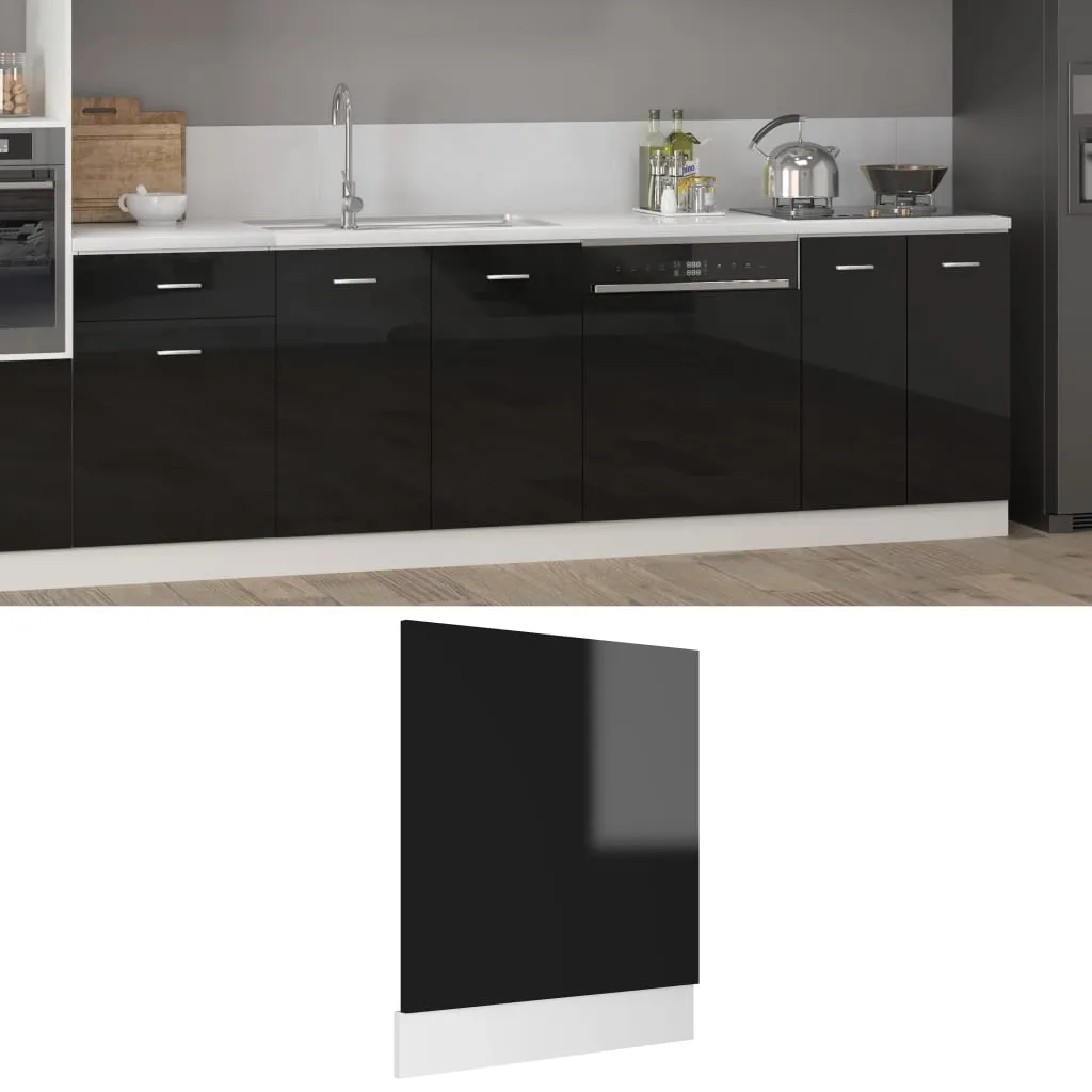 vidaXL Pannello Lavastoviglie Nero Lucido 59,5x3x67 cm Multistrato