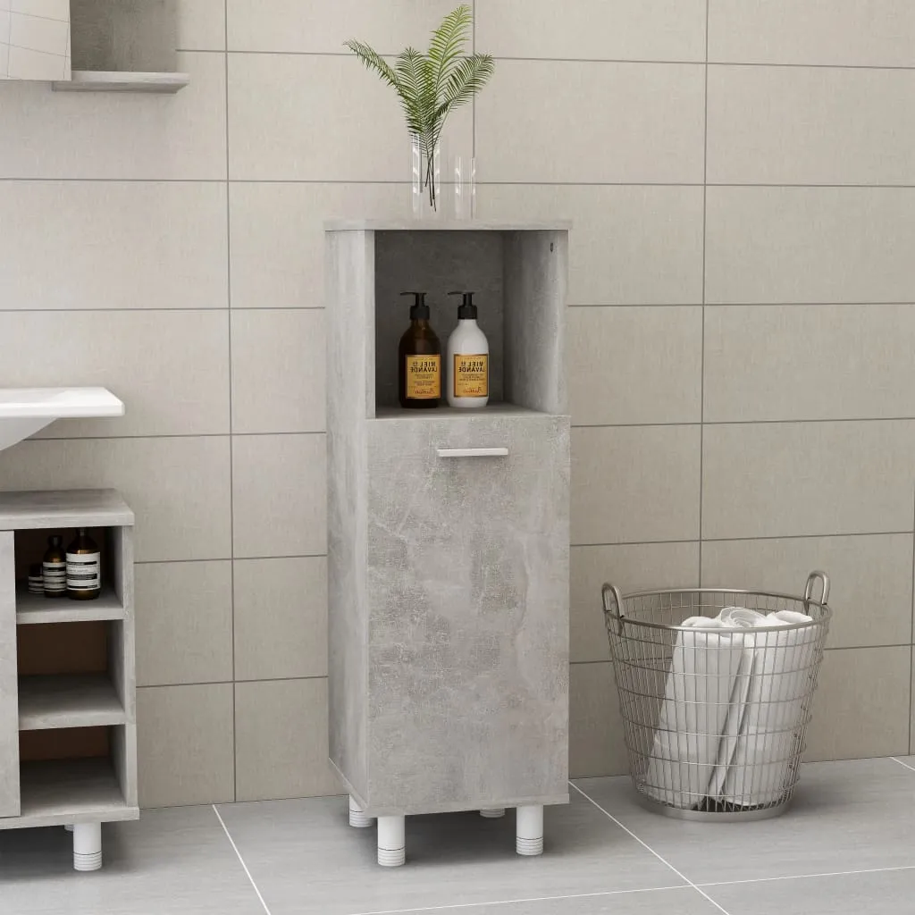 vidaXL Mobile da Bagno Grigio Cemento 30x30x95 cm in Legno Multistrato