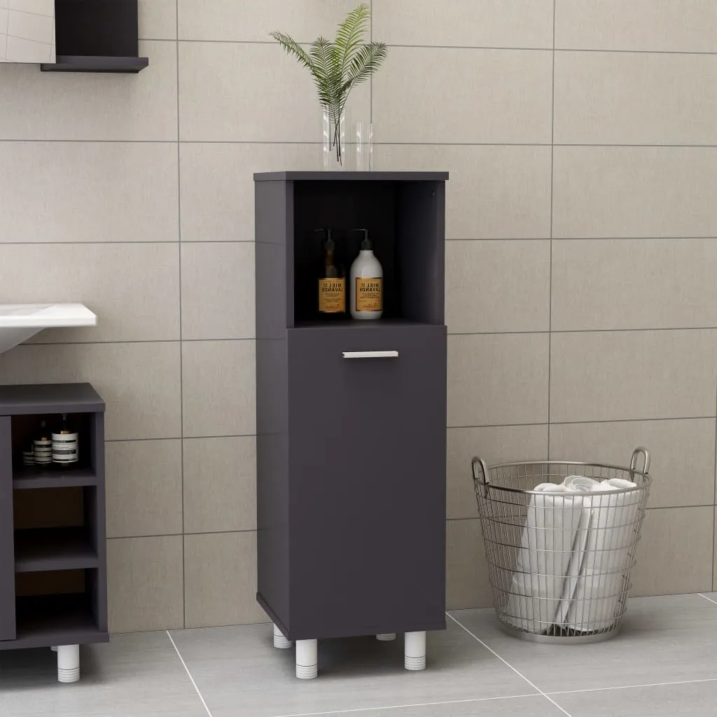 vidaXL Mobile da Bagno Grigio Lucido 30x30x95 cm in Legno Multistrato